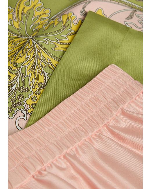 LaDoubleJ Pink Printed Wide-Leg Silk Trousers