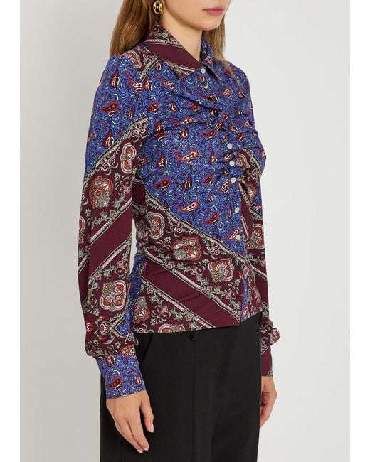 Rabanne Blue Printed Stretch-Jersey Shirt