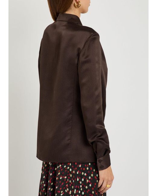 Gabriela Hearst Brown Marcela Draped Silk Top