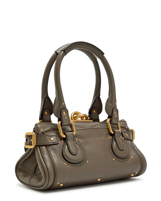 Chloé Metallic Paddington Padlock Grained Leather Shoulder Bag