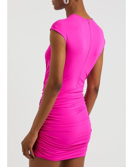 David Koma Pink Rose-Embellished Stretch-Jersey Mini Dress