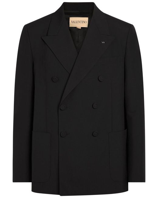 Valentino Garavani Black Double-Breasted Wool Blazer for men