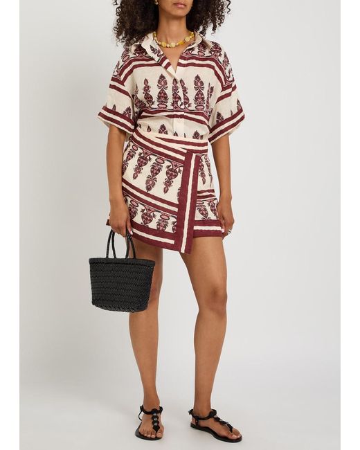 Johanna Ortiz Pink La Creciente Printed Linen Shirt