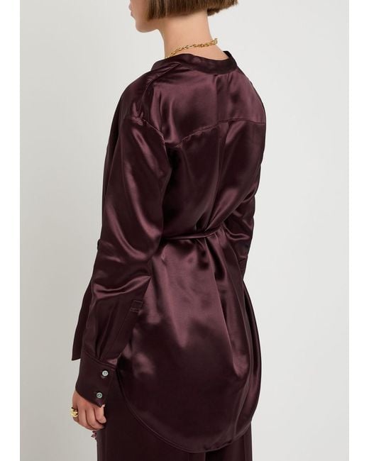 Tory Burch Red Belted Satin Top