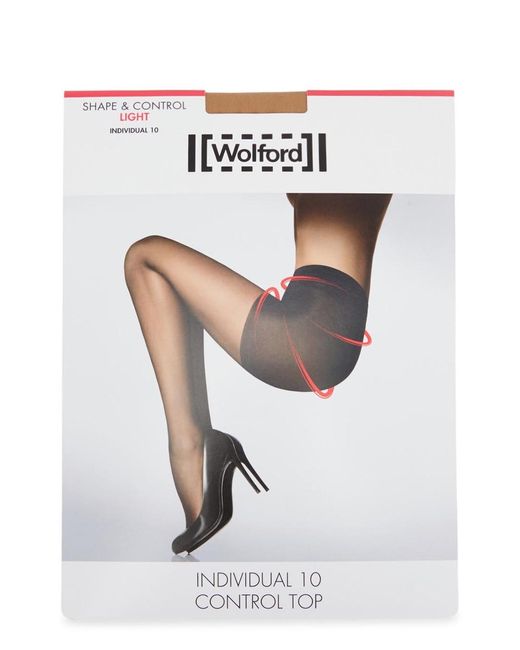 Wolford White Individual Control-Top 10 Denier Tights