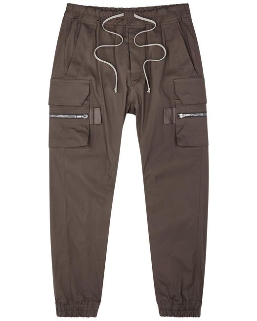 Rick Owens Brown Mastodon Stretch-cotton Cargo Trousers for men
