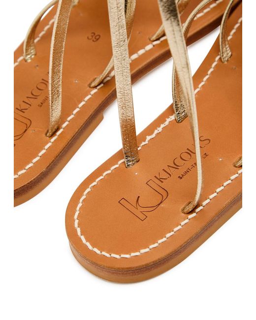 K. Jacques Natural Zenobie Cross-Over Metallic Leather Sandals