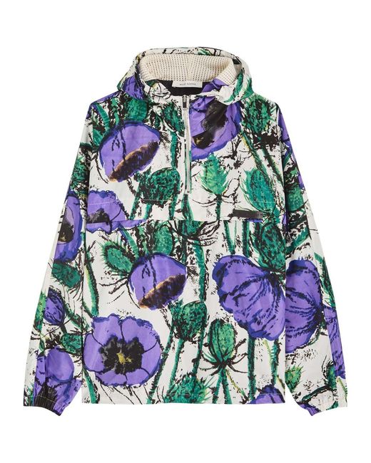Wales Bonner White Bloom Printed Hooded Shell Jacket