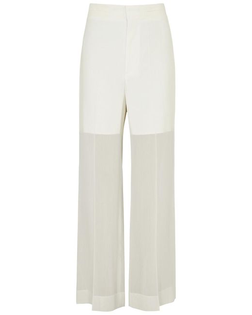 Victoria Beckham White Panelled Straight-Leg Woven Trousers