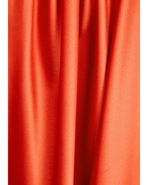 Galvan Orange Sienna Halterneck Satin Midi Dress