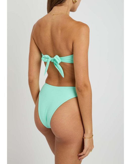 Away That Day Green Acapulco Metallic Bandeau Bikini Top