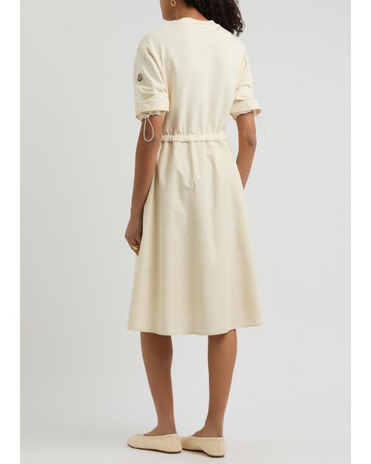 Moncler Natural Abito Cotton And Woven Midi Dress