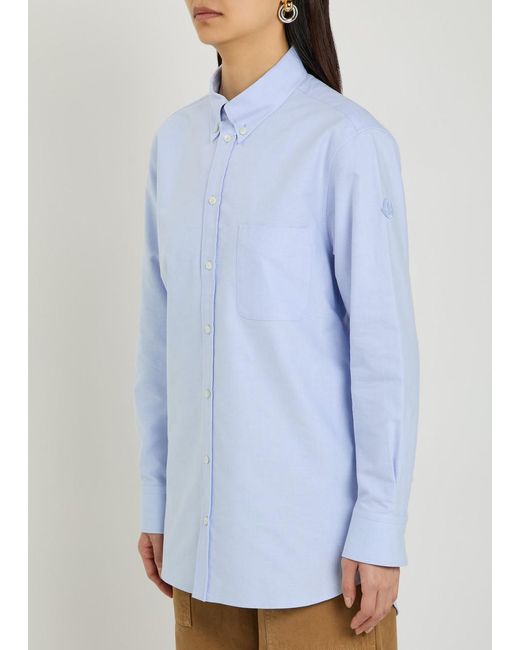 Moncler Blue Logo-Appliquéd Cotton Shirt