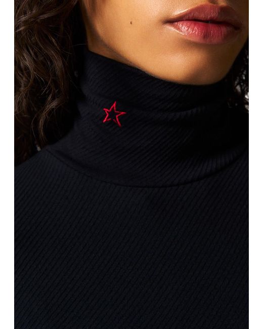 Perfect Moment Black Logo-Embroidered High-Neck Thermal Top
