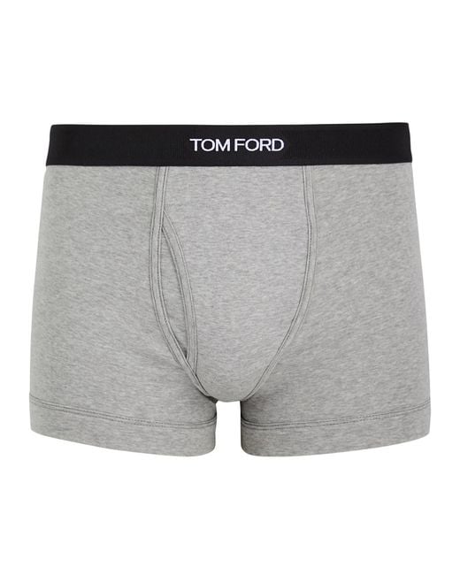 Tom Ford Gray Logo Stretch-Cotton Boxer Briefs for men