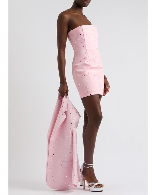 GIUSEPPE DI MORABITO Pink Crystal-Embellished Twill Mini Dress