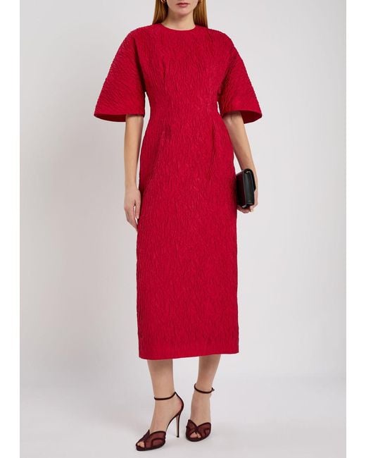 Roksanda Red Falah Cloqué Midi Dress