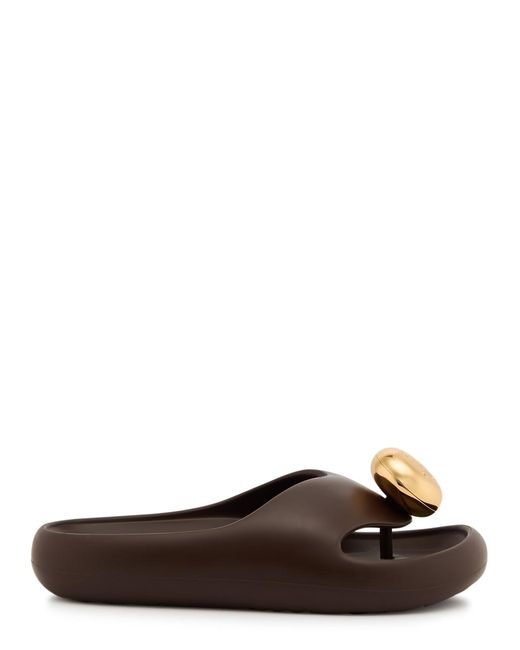 Loewe Brown Dark Bubble Thong Brand-Embellished Rubber Sliders