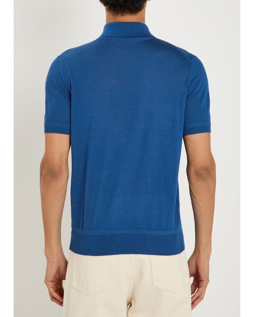 Tom Ford Blue Gauge Cashmere And Silk-Blend Polo Shirt for men