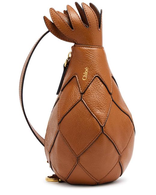 Chloé Brown Pineapple Grained Leather Shoulder Bag