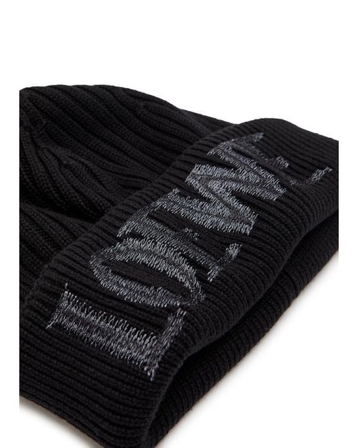 Loewe Black Logo-Embroidered Wool Beanie for men
