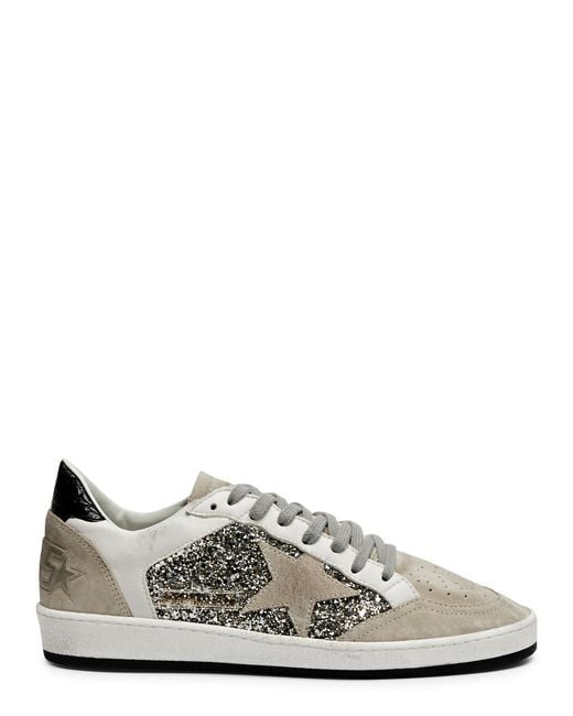 Golden Goose Deluxe Brand White Ball Star Glittered Suede Sneakers