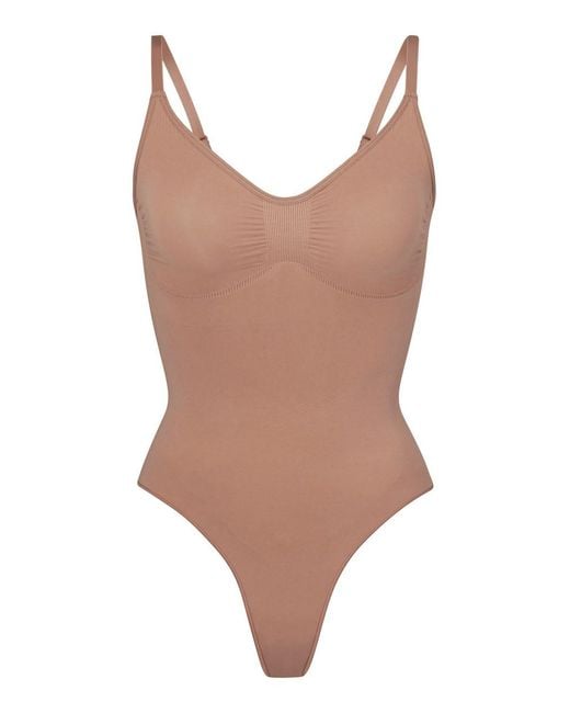 Skims Brown Seamless Sculpt Thong Bodysuit