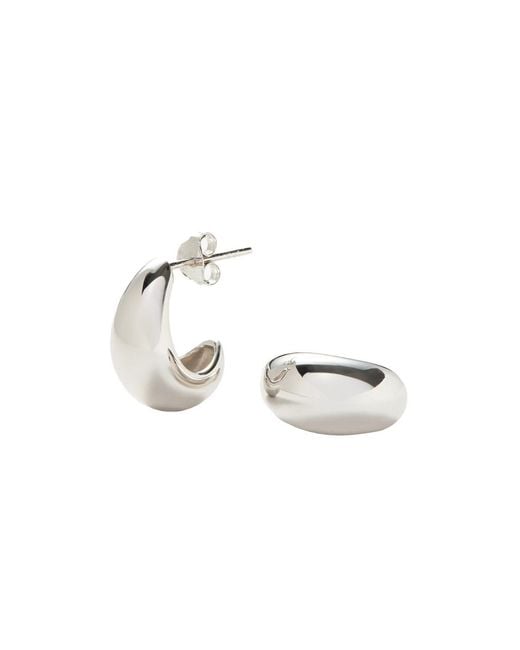 Missoma White Savi Dome Small Rhodium-plated Hoop Earrings