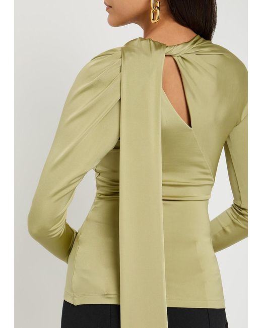 Victoria Beckham Yellow Gathered Stretch-Jersey Top