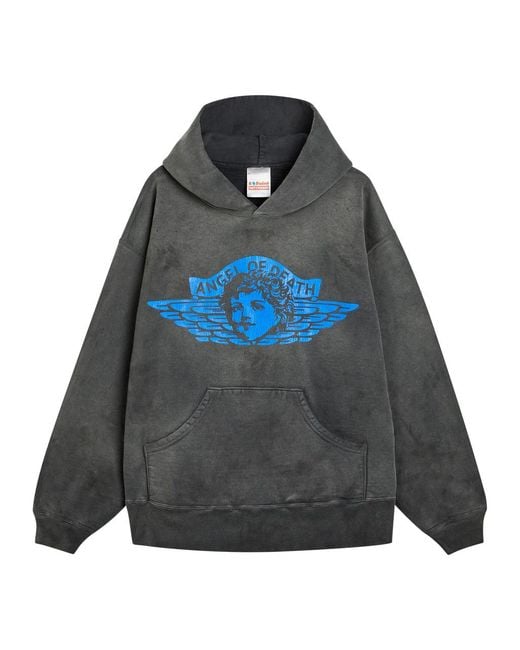 SAINT Mxxxxxx Blue Angel Of Death Printed Hooded Cotton Sweatshirt for men