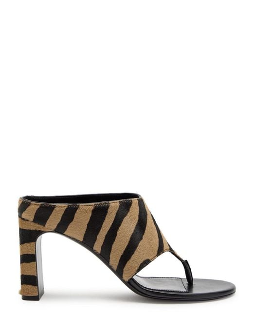 Stuart Weitzman Brown Babette 85 Zebra-Print Calf-Hair Sandals
