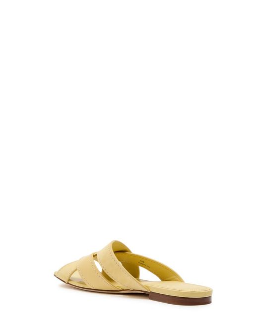 Tod's Yellow Square-Toe Suede And Leather Sandals