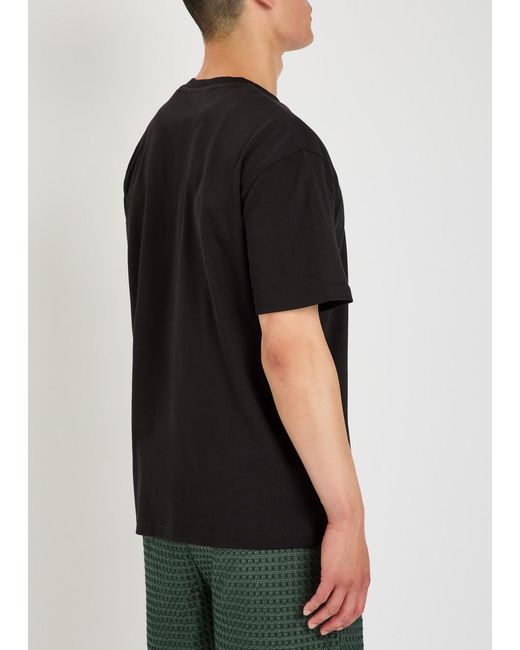 Les Deux Black Logo-Embroidered Cotton T-Shirt for men