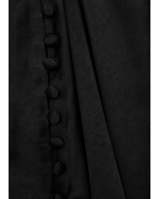 De La Vali Black Chelsea Asymmetric Satin Maxi Dress