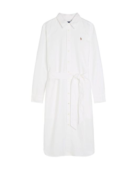 Polo Ralph Lauren White Belted Cotton Midi Shirt Dress