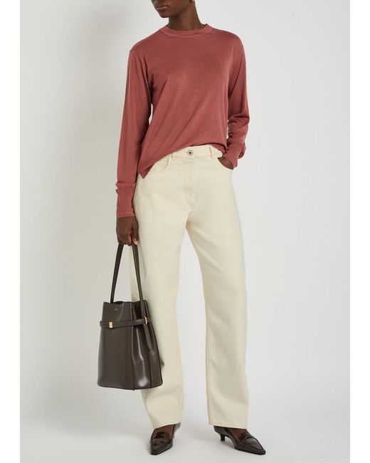 Another Tomorrow Natural Curved Barrel-Leg Jeans