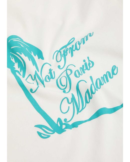 Drole de Monsieur Blue Slogan Palmiers Printed Cotton T-Shirt for men