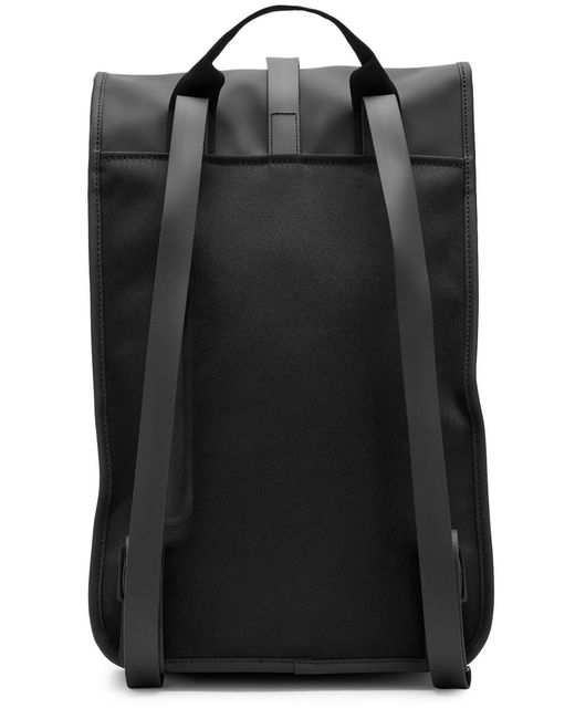 Rains Black Rubberised Backpack for men