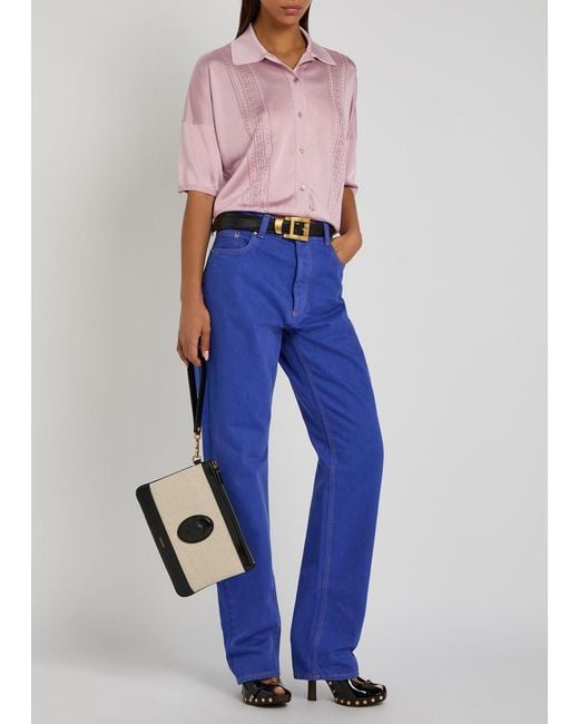 Versace Pink Textured Fine-Knit Top