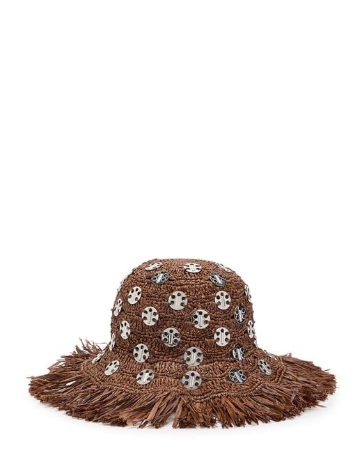 Rabanne Brown 1969 Disc Raffia Sun Hat