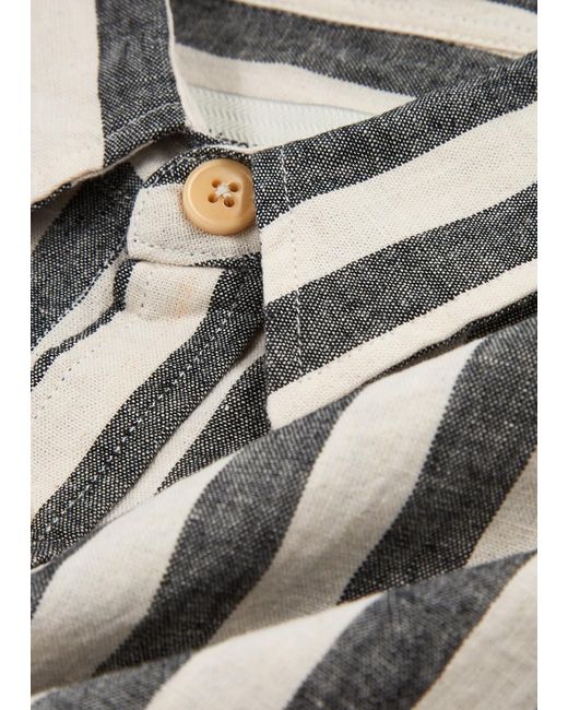Oliver Spencer Black New York Striped Linen-blend Shirt for men