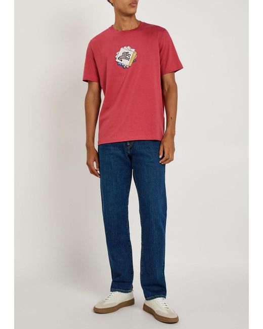 Paul Smith Pink Zebra Printed Cotton T-Shirt for men