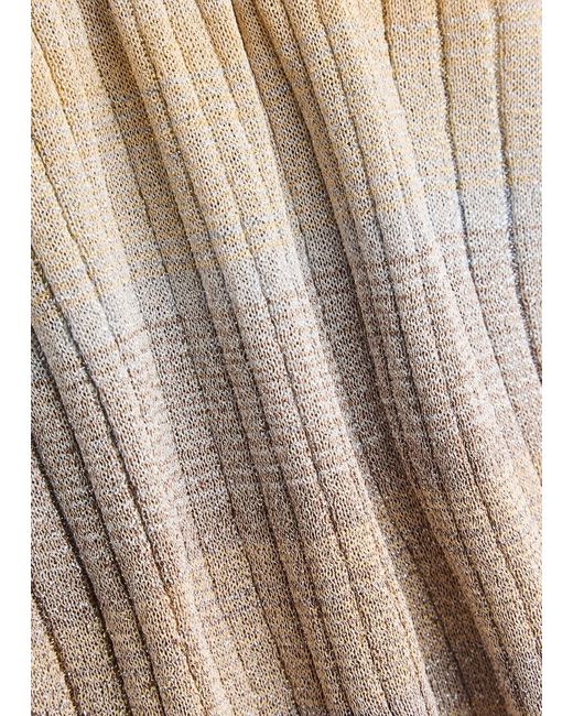 Missoni Natural Striped One-Shoulder Ribbed-Knit Top