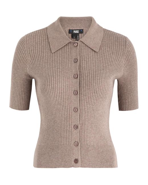 PAIGE Gray Lianne Ribbed Cotton-Blend Cardigan