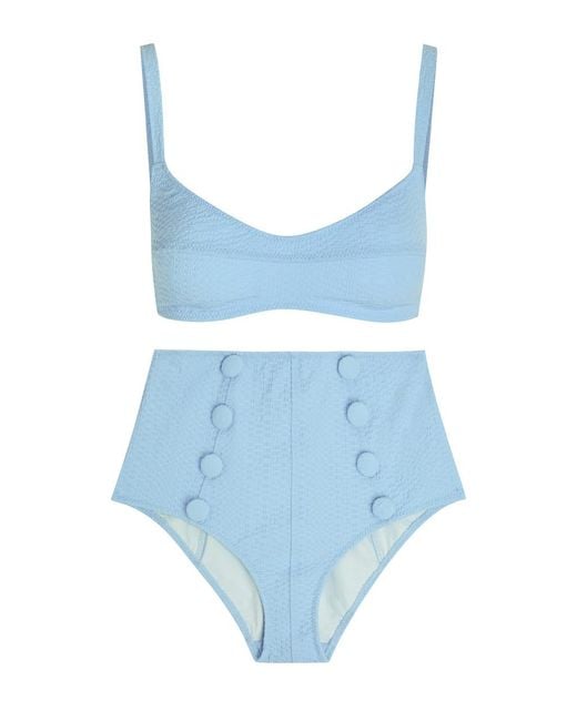 Lisa Marie Fernandez Blue Textured Seersucker Bikini