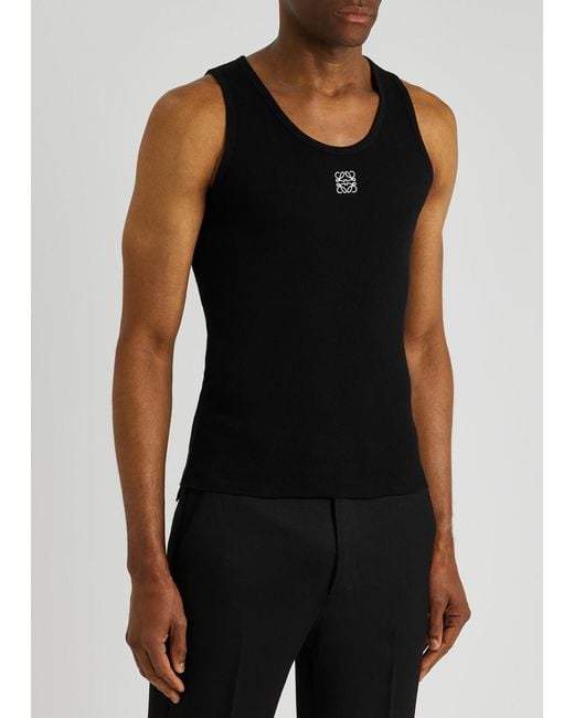 Loewe Black Logo-Embroidered Stretch-Cotton Tank for men