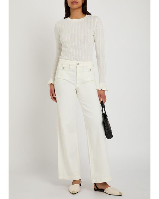 PAIGE White Anessa Wide-Leg Jeans