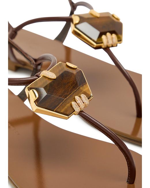 Giuseppe Zanotti Brown Ganass 10 Jewel-Embellished Leather Sandals