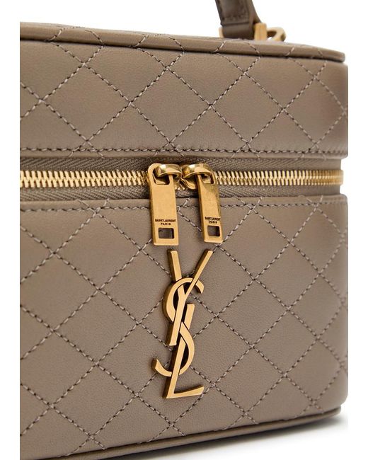Saint Laurent Brown Gaby Mini Quilted Leather Top Handle Bag