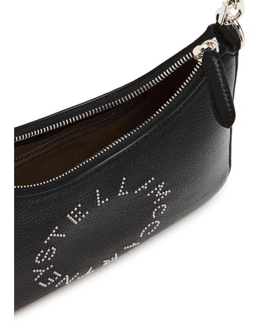 Stella McCartney Black Studded-Logo Faux Leather Shoulder Bag